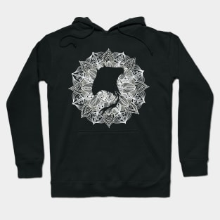 White Mandala Circle Manta Ray Hoodie